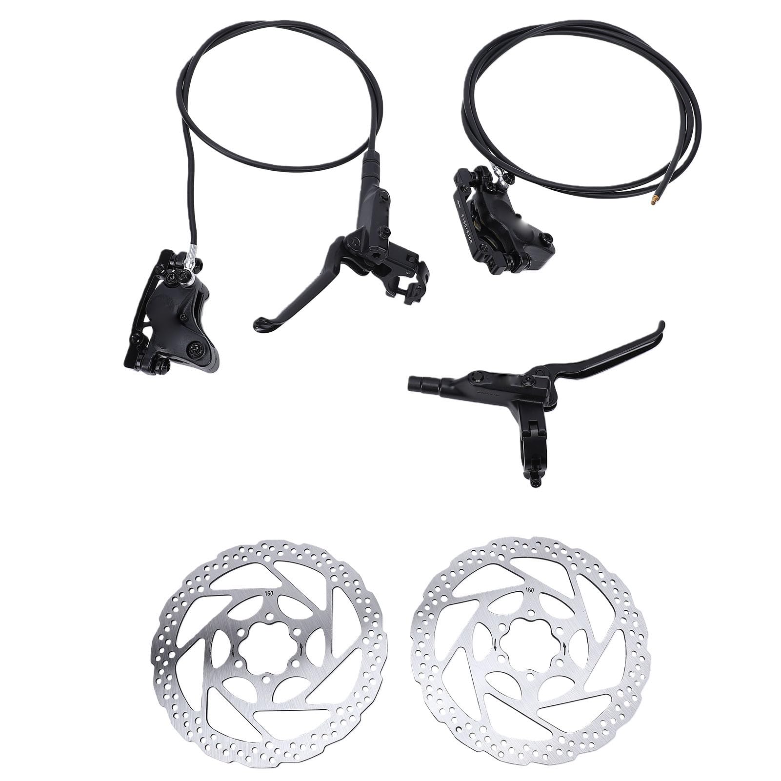 XUMIUZIY Kit Freno Idraulico a Disco per Mountain Bike, 4 Pistoni, Rotori