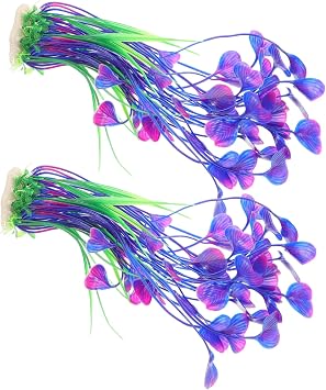 2pcs Purple Artificial Aquarium Plants Plastic Fish Tank Decorations Water Grass for Goldfish Fish Hides Realistic Aquatic Ornaments for Creative Tank Landscaping