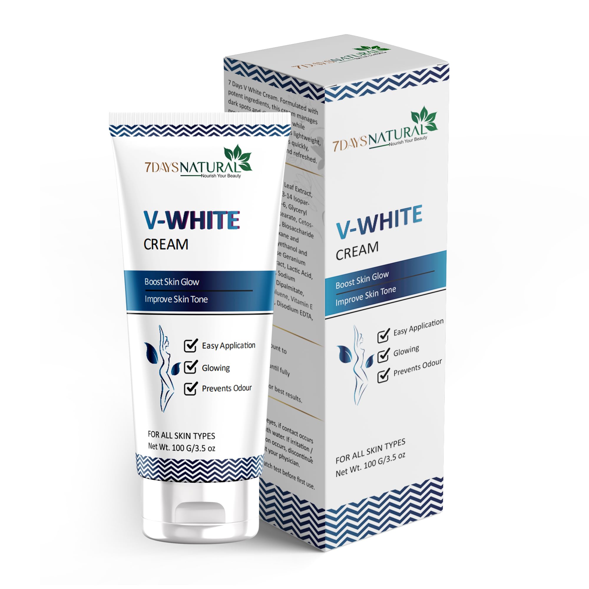 7DAYSNATURAL V-White Cream, Boost Skin Glow, for All Skin Types
