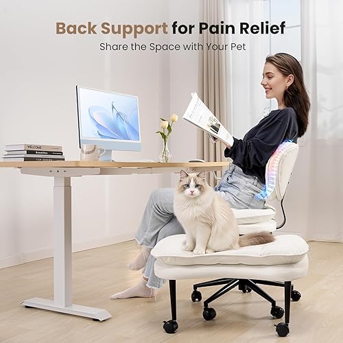 Miniatura 5 de Silla de oficina con patas cruzadas, silla de escritorio ergonómica cruzada en nube, silla de meditación con ruedas, asiento ajustable en altura