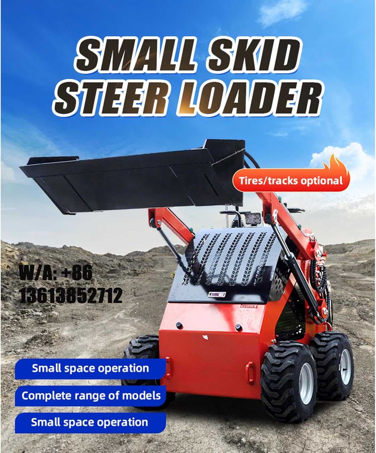 Mini Skid Steer Compact Skid Loader For Lawn Care Yard Renovation Garden Ground Work Small Property Maintenance Home Owners
