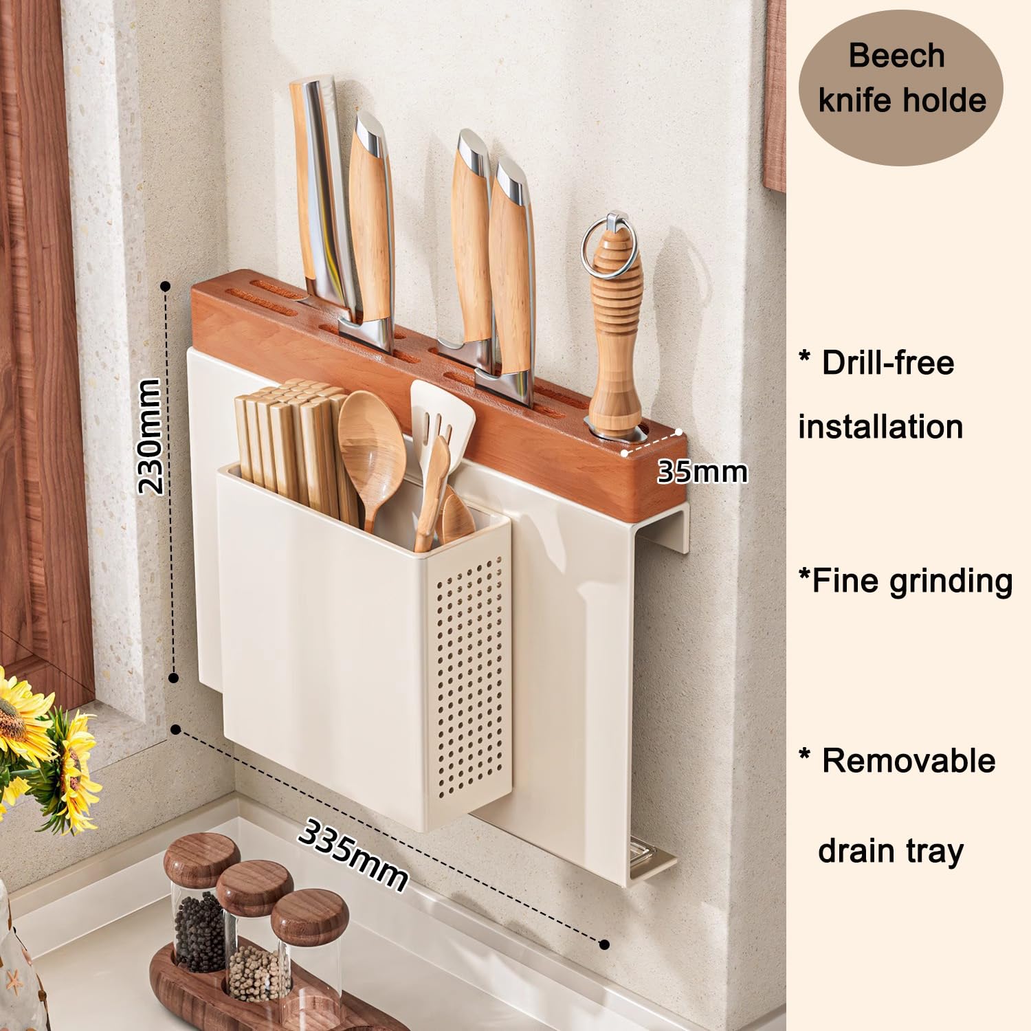 Dxcaicc Under Cabinet Knife Storage Pull Down, Knife Rack Kitchen Utensil Holder, Knife Block Kitchen Organizers Accessories,Utensils holder,17.5 Inch