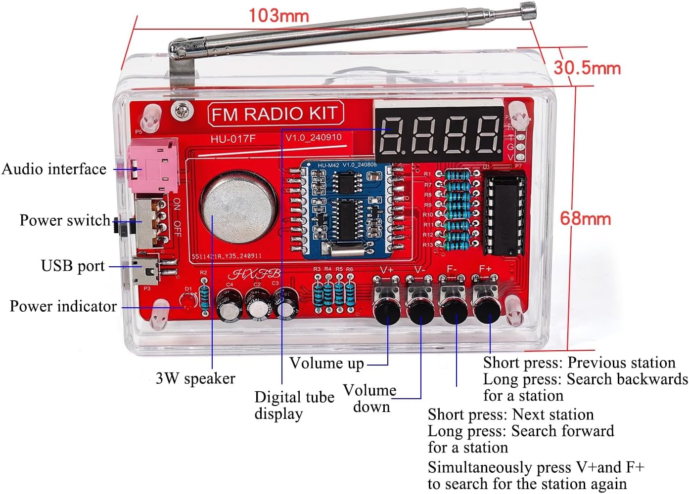 電子キット DIY FMラジオはんだ付けキット 電子DIY電子キット 【ソフト】 はんだ付け練習キット