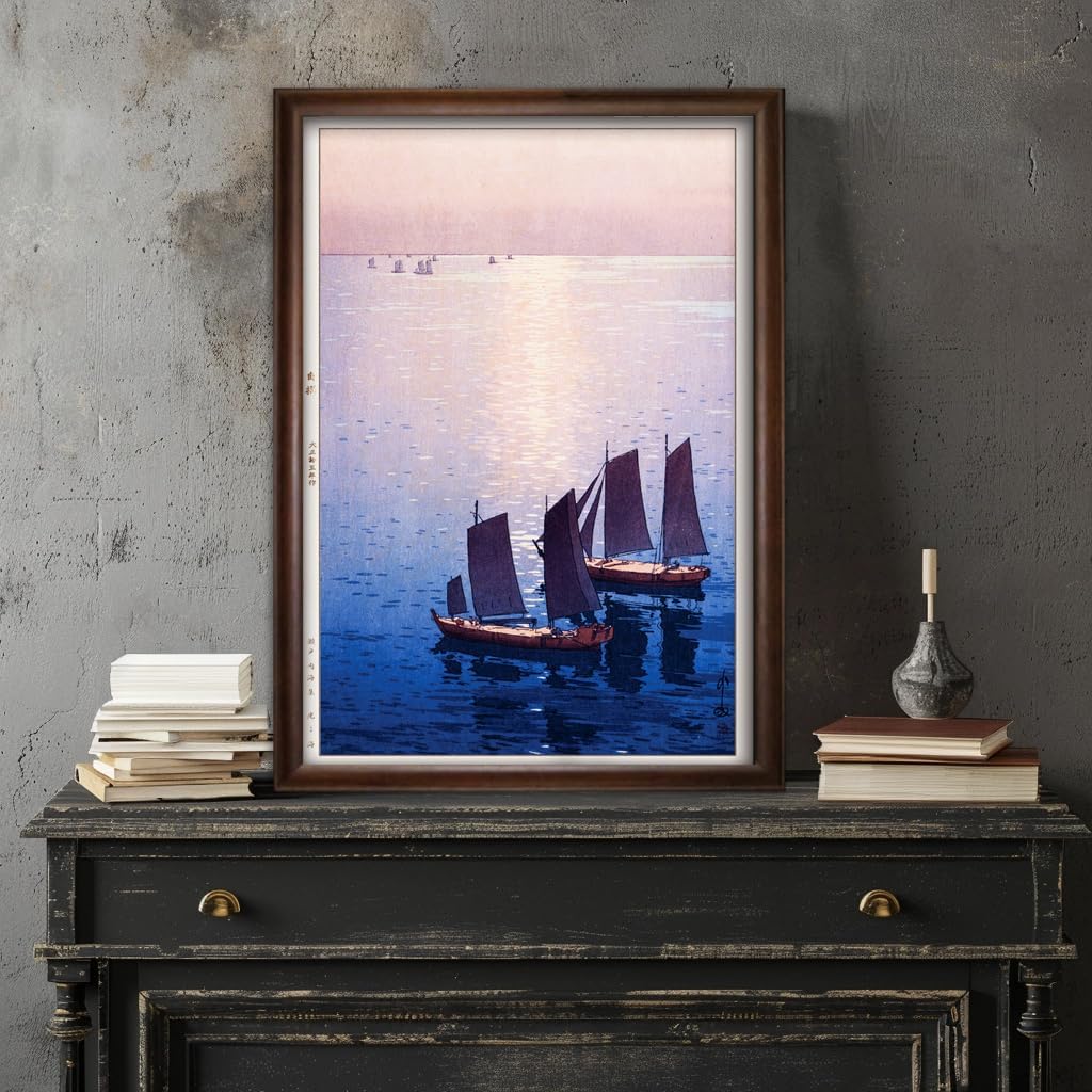 MOA美術館で「光る海 吉田博展」が開催へ。木版画の代表作約70点が勢ぞろい｜美術手帖 吉田博「光る海」額装 木製額 木版画複製 日本製 アートフレーム 額入り絵画 A3 ギャラリー品質 新班画 壁掛け 額装 玄関 イン