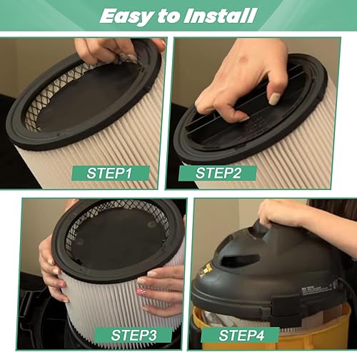 Miniatura 6 de Techecook - Paquete de 2 filtros de cartucho de repuesto para Shop Vac 90304 90350 90333 filtro de aspiradora 90350 90304 que se adapta a la mayoría