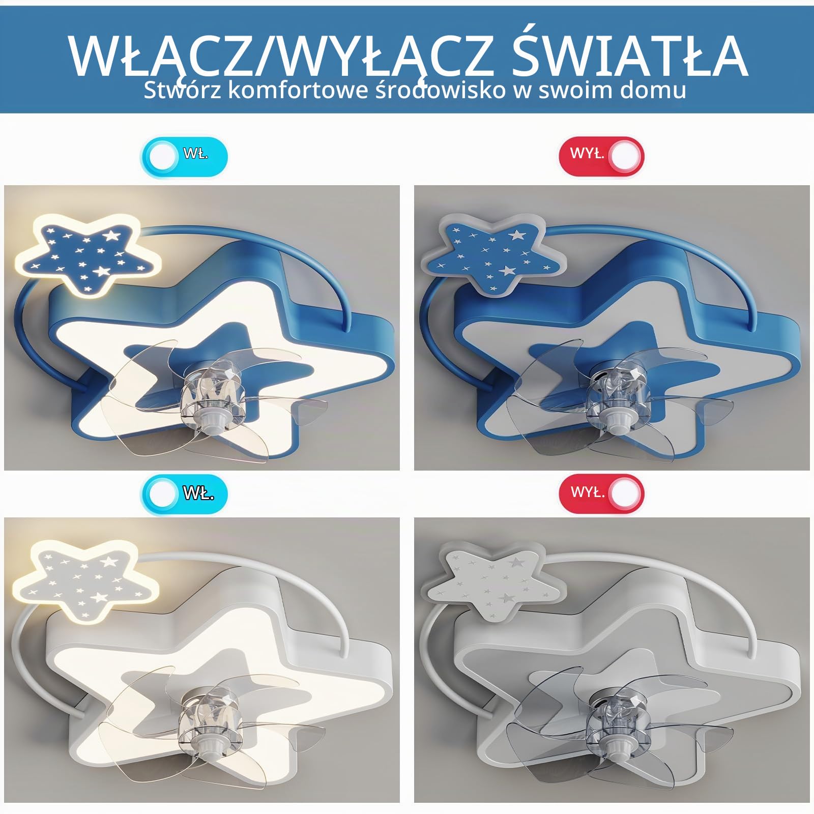 Lampa LED z wentylatorem dla dzieci i pilotem Cicha lampa sufitowa z wentylatorem Możliwość przyciemniania Inteligentny 6-biegowy wentylator sufitowy z oświetleniem Nowoczesna