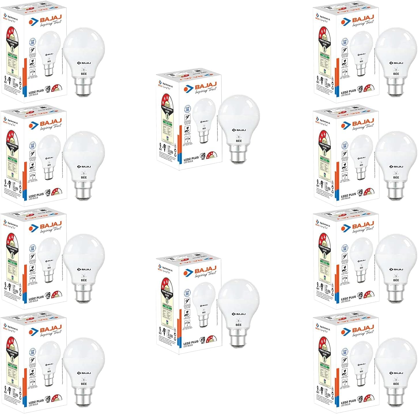 Bajaj Ivora Hb Led Lamp 9W Cdl Cool Daylight | Energy Efficient | Environment Friendly | Ir, Uv Free | 3.5 Kv Surge Protection | Led B22 Bulb For Home | (Pack Of 10) | 1 Yr Warranty
