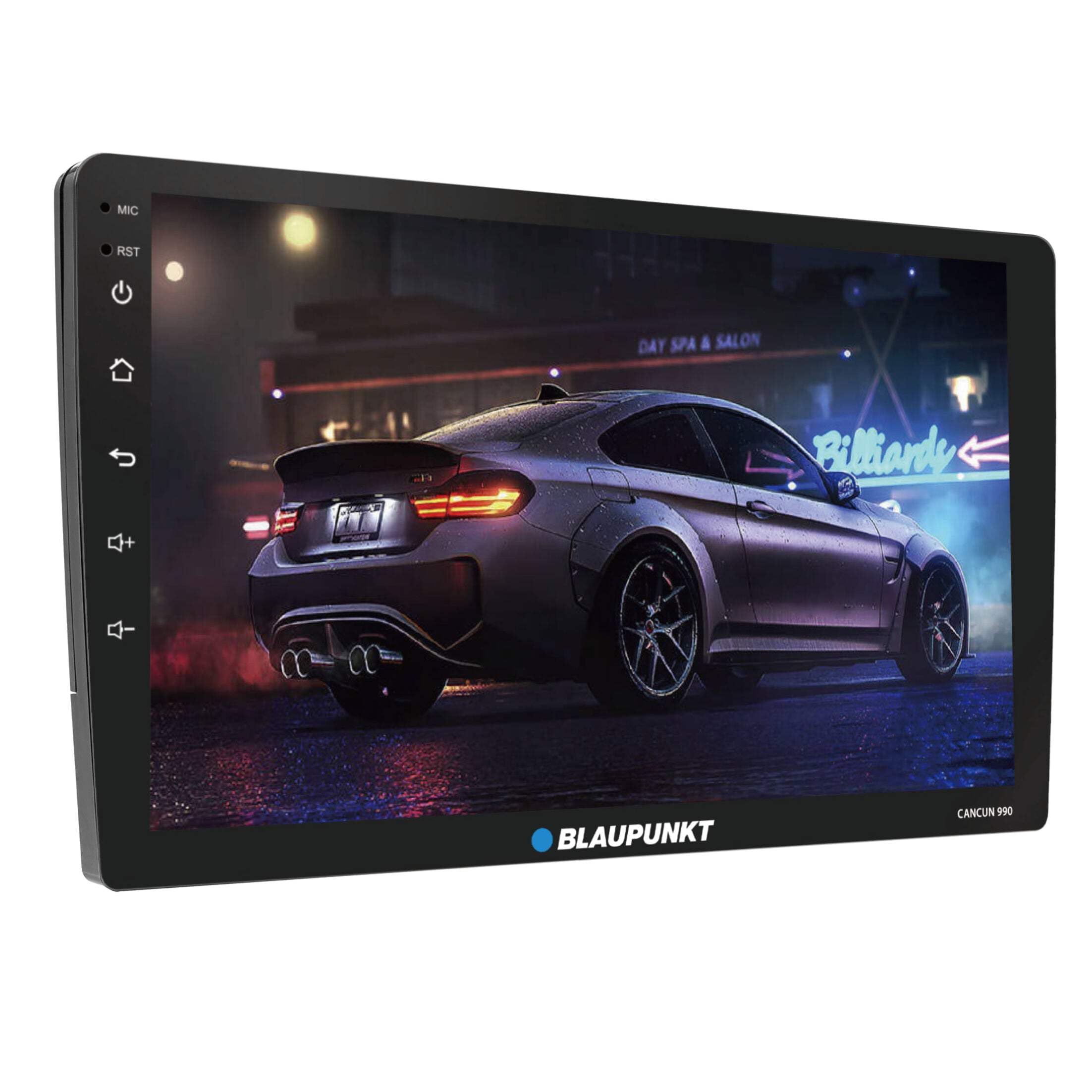 BLAUPUNKT CANCUN990 9-inch QLED 2.5D Touch Screen Panel Car Multimedia Receiver A53 Quad Core 2.0GHz Processor Supports Apple CarPlay Android Built-in WiFi Bluetooth GPS Navigation Capabilities