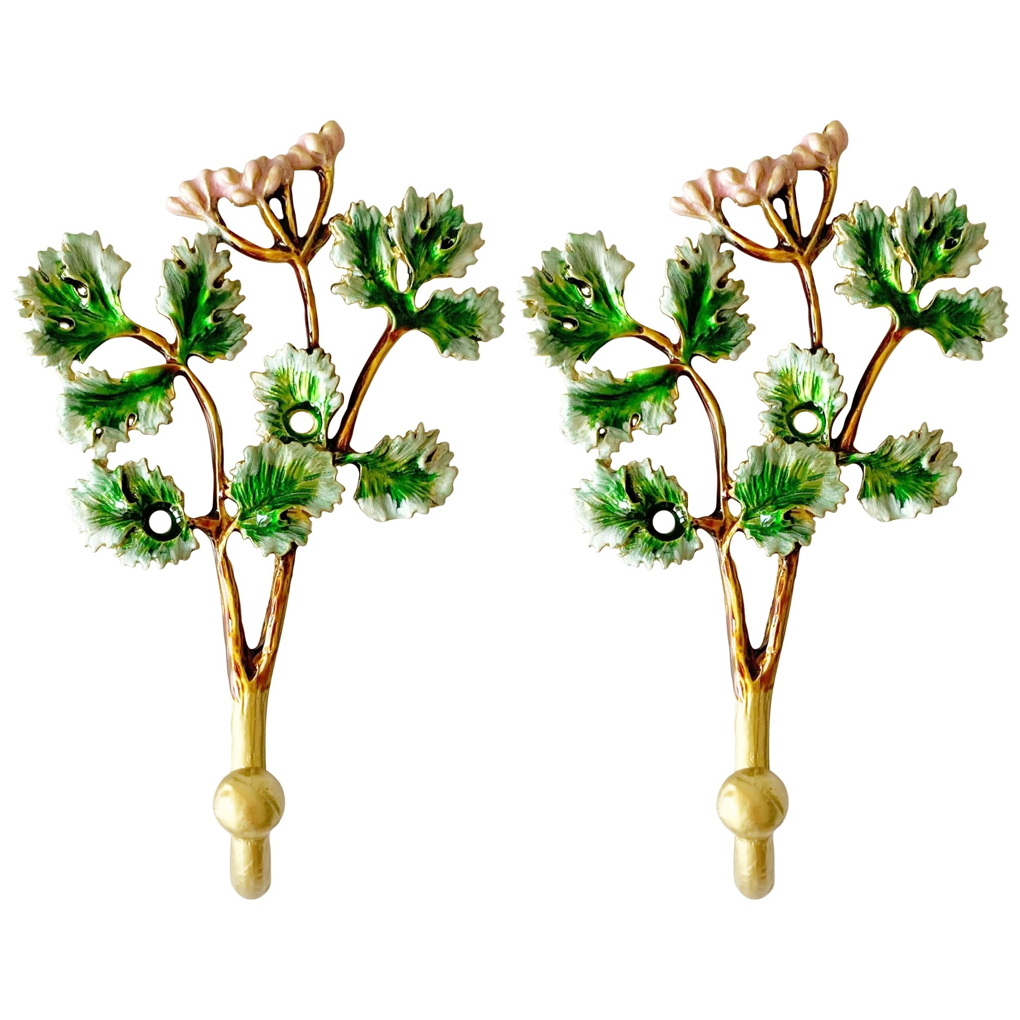 Pewery Vintage Tree Leaf-Shaped Decorative Wall Hooks Rack Hangers for Hanging Clothes Coats Towels Keys Hats, 2 Pack Antique Metal Mounted Wall Hook