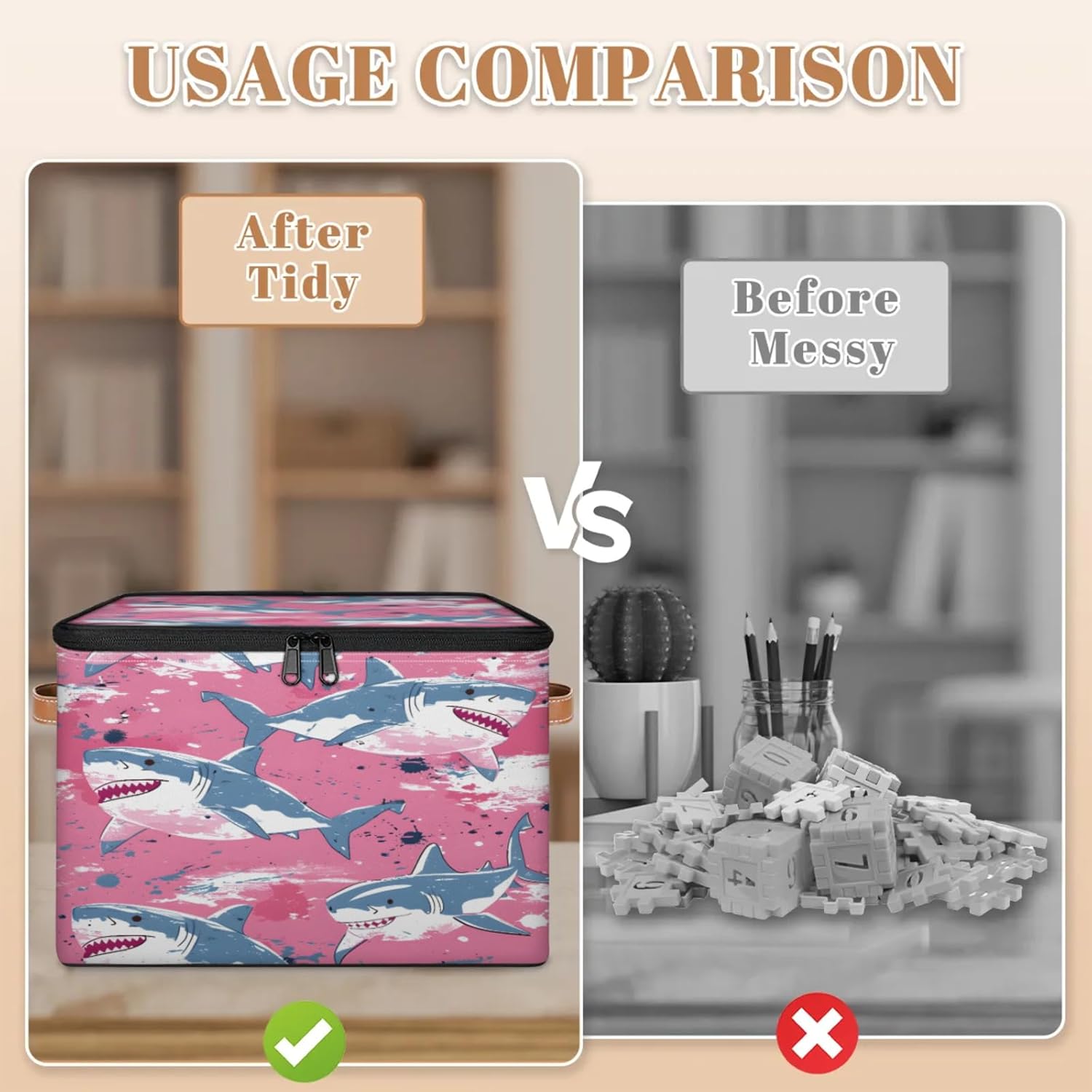 2-Pack Storage bins with lids - 26 quart organizer bins - Collapsible fabric storage bins with sturdy handles and double zipper tops - Versatile for home, toys, dorm rooms