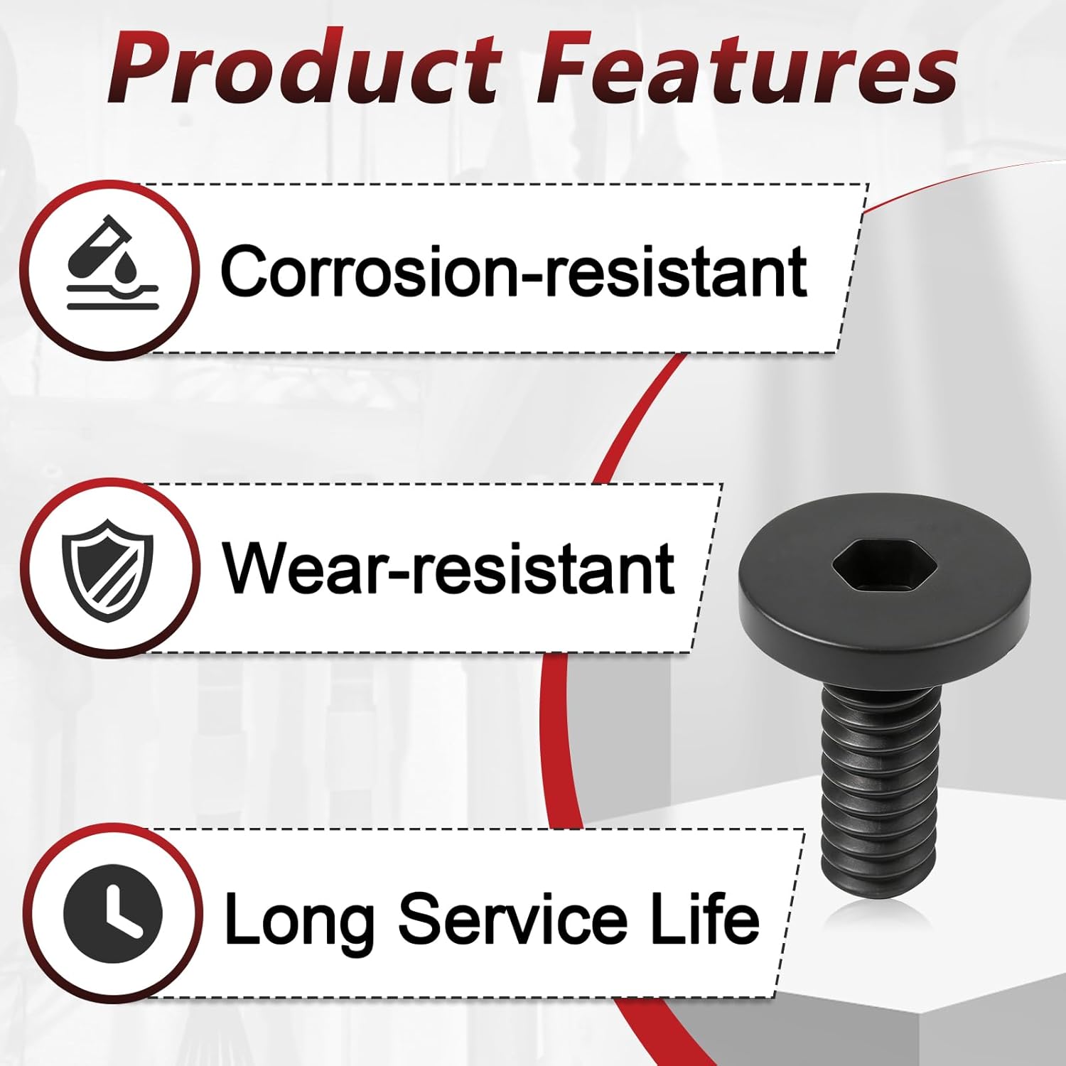 30 Pcs Black Long Bolts Compatible with Suncast Storage Sheds, Replacement Screws Accessories, Easy to Install