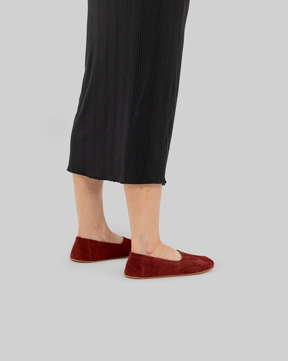 Tulip Burgundy Color Artisan Handcrafted Genuine Leather Zero Drop Barefoot Flat Ballet Shoes for Women Wide Toe Box Flexible Sole Lightweight Breathable Eco-Friendly Grounding Minimalist Shoes
