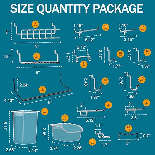 Miniatura 3 de Kit de tablero de clavijas, incluye tablero de clavijas y accesorios, con ganchos y contenedores, organizador de pared para oficina, exhibición de