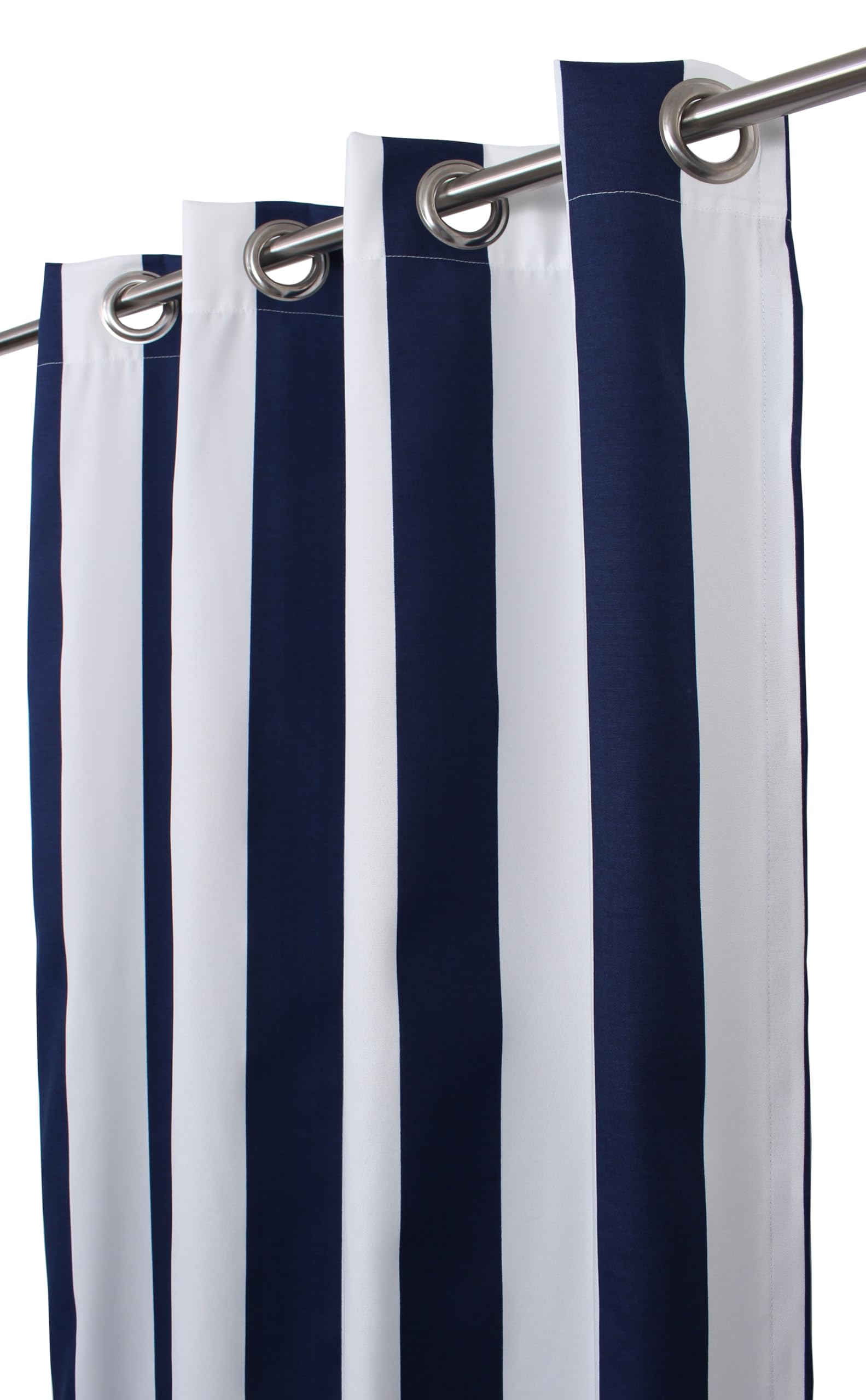 Outdoor/Indoor Polyester Curtain Water Resistant/Weather Resistant with 8 Stainless Steel Grommets Cabana Stripe Navy (96