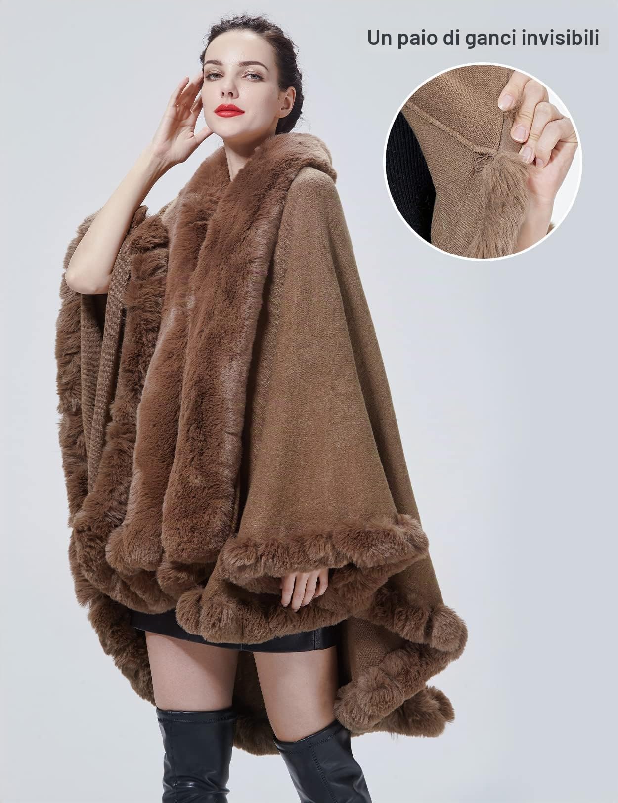 BEAUTELICATE Scialle Pelliccia Sintetica Ecologica Donna Stola Mantello Poncho Cappotto a Maglia Cardigan per Matrimonio Invernale Festa
