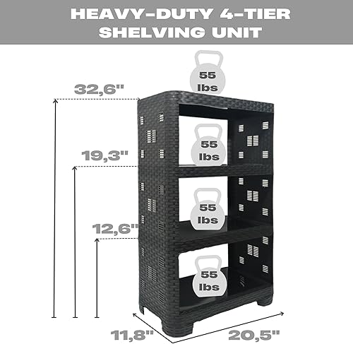 Miniatura 3 de Estantería de 4 niveles, estante multiusos para el hogar, baño, cocina, despensa, garaje, patio trasero, organizador de almacenamiento de 4
