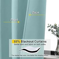 Vista 3 de Cortinas opacas para dormitorio, sala de estar, juego de 2 paneles de 54 pulgadas de largo, cortinas de oscurecimiento de habitación con aislamiento