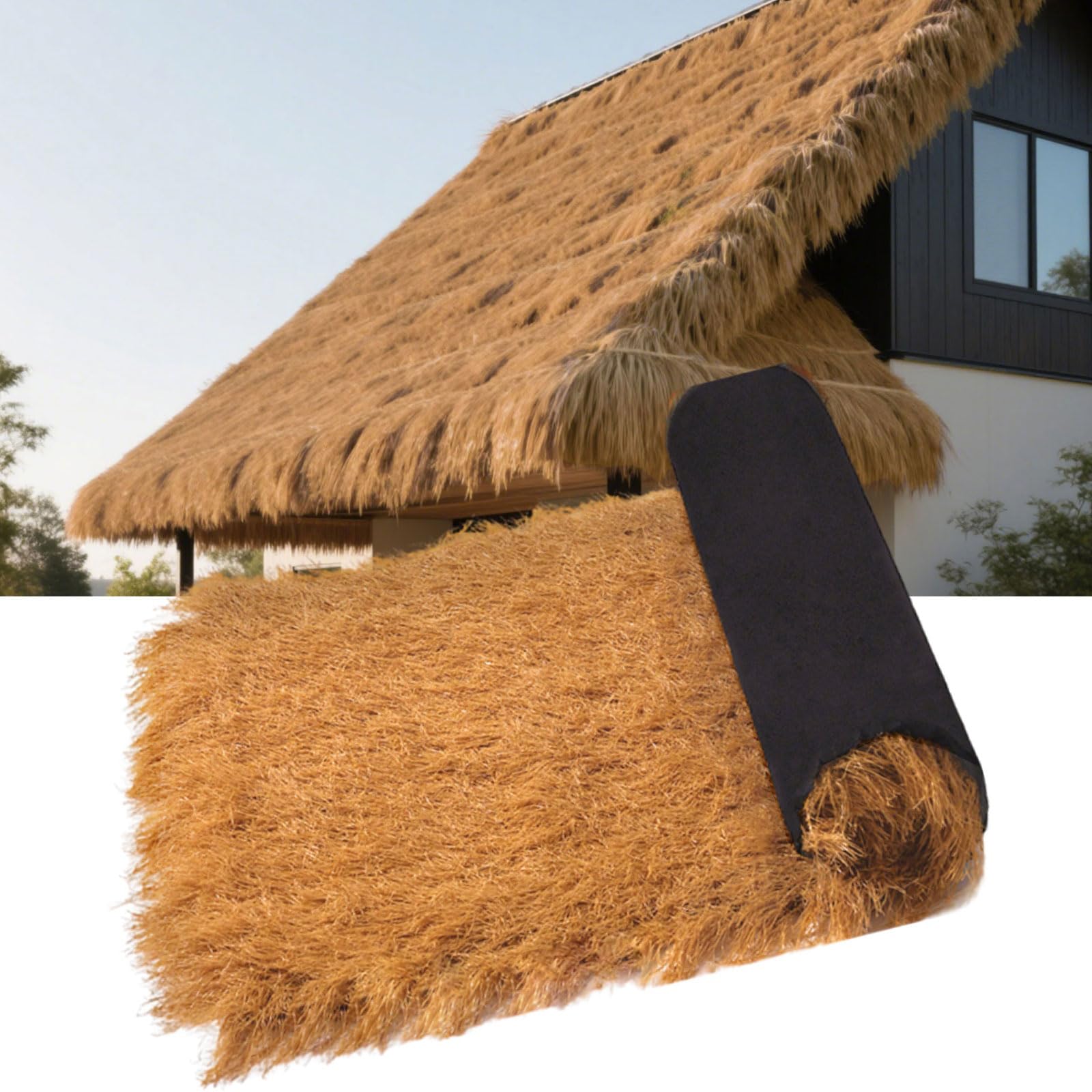 Thatch Roll, Artificial Thatch Roofing, Waterproof Backing & Encrypted Grass Threads, For Tiki Huts,Palapa Faux Thatch Roofing Duck Blind,Patio Decor,Poolside Landscaping(Size:1×20m(3.28×65.6ft))