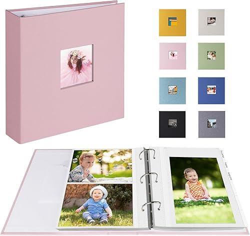 Álbum de fotos 4x6 para 200 fotos o 5x7 para 100 fotos, álbumes de fotos con encuadernación de 3 anillas, cubierta de lino, libro de fotos sin ácido