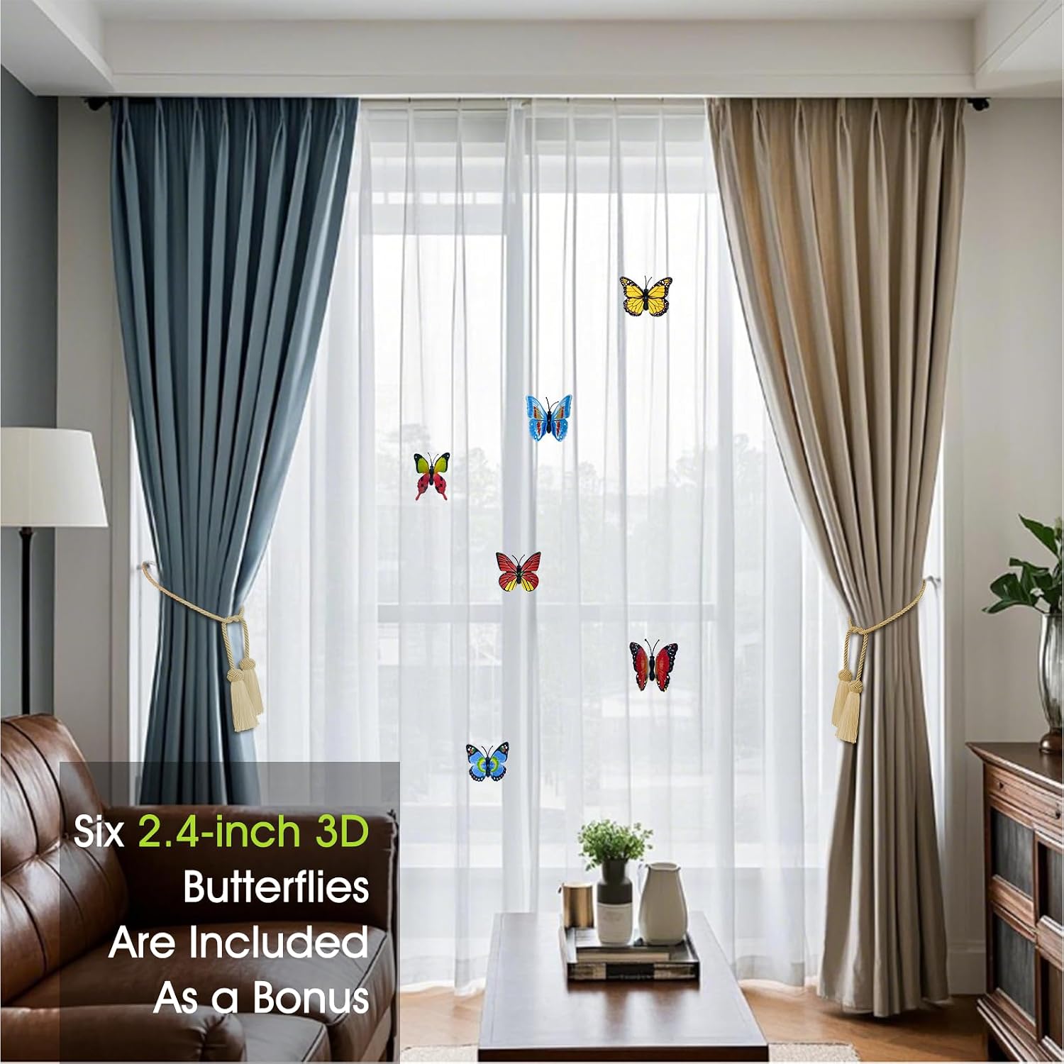 4 Pack Curtain Tassel Tiebacks, Curtains Tie Back Rope with Tassels, Handmade Decorative Curtain Holdbacks for Window Drapes - Gold