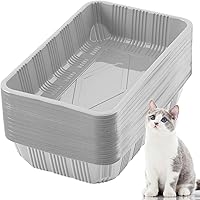 Tessco 60-Pack Gray Disposable Cat Litter Boxes - Recyclable Plastic Trays for Travel, 16.7x10.5x3.4 Inch for Small Cats & Pets
