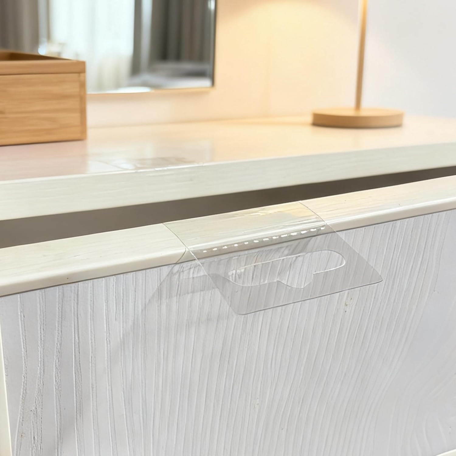 Edge Pull Handles for Cabinets - Adhesive No Drilling Required Edge Finger Hidden Pulls for Cabinets and Drawers Transparent