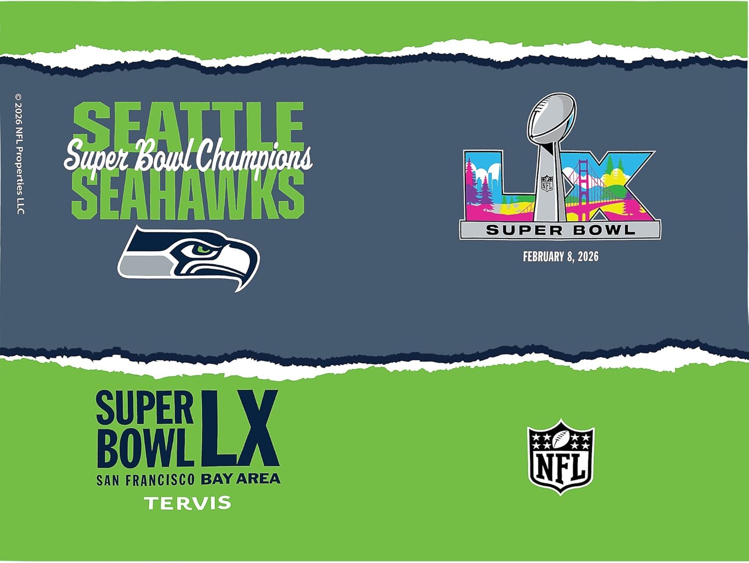 Tervis Classic Tritan 24oz Classic Tumbler with Travel Lid | NFL® Seattle Seahawks - Super Bowl LX Champions | Made in America, BPA/PFAS Free, Keeps Drinks Hot or Cold - Image 2