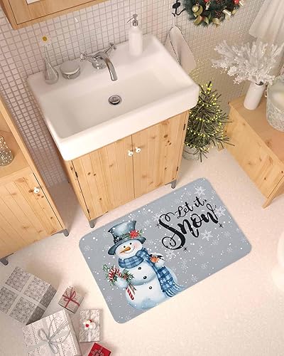 Vista 421 de Tapete de Feliz Navidad, tapete antideslizante para puerta delantera, baño, cocina, dormitorio, patio, entrada, 16 x 24 pulgadas, rojo, negro y verde