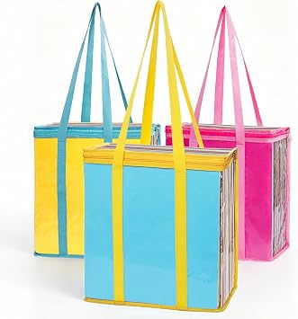 Hukado 3-Pack 12x12 Scrapbook Paper Storage Bag Clear Organizer with Handle, Holds 500+ Sheets, Fits 12" x 12" Cardstock & Scrapbooking Paper, Portable Storage for Craft Vinyl & Supplies, 3 Colors