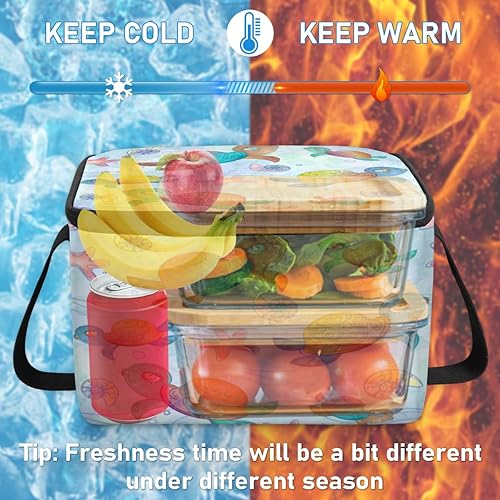Miniatura 6 de QsirBC Coloured Turtles Insulated Lunch Bag Women Reusable Lunch Tote Square Meal Bag for Adults Men Cooler Lunch Box for Work Travel Picnic Food