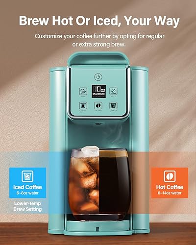 Miniatura 2 de SHARDOR Cafetera de una sola porción, máquina de café caliente y helado para cápsulas K Cup y café molido, tamaños de preparación de 6 a 14 onzas,