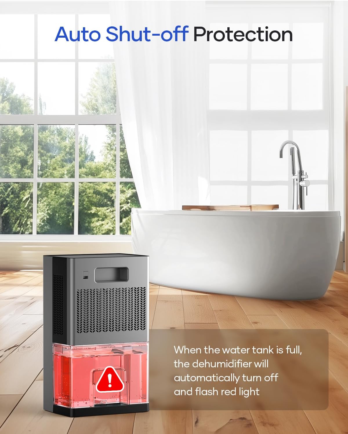 Dehumidifier, 95 OZ Water Tank Dehumidifiers for Home, 1000 sq. ft. Dehumidifier for Basement Bathroom Bedroom with Auto Shut Off, 7 Colors LED Light, Quiet Dehumidifiers with Sleep Mode, Grey - Image 6