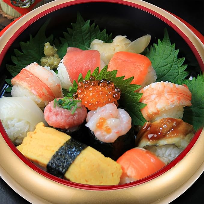 Plato de sushi Toyvian dorado de plástico para salmón miniatura 5