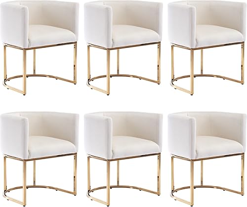 Miniatura 15 de Juego de 4 sillas de comedor de terciopelo modernas con brazos de barril y estructura de metal cromado, sillas tapizadas de cocina de 47 cm de