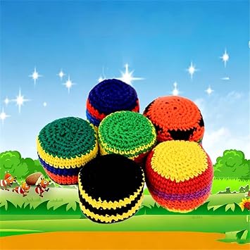 6/12/24PCS Knitted Hacky Sack Set, Hacky Sack Knitted Footbags, Crochet Kick Bags for Adults & Ks, 2026 Upgraded Colorful Juggling Footbag for Outdoor Party Game, Handwoven Toss Pack