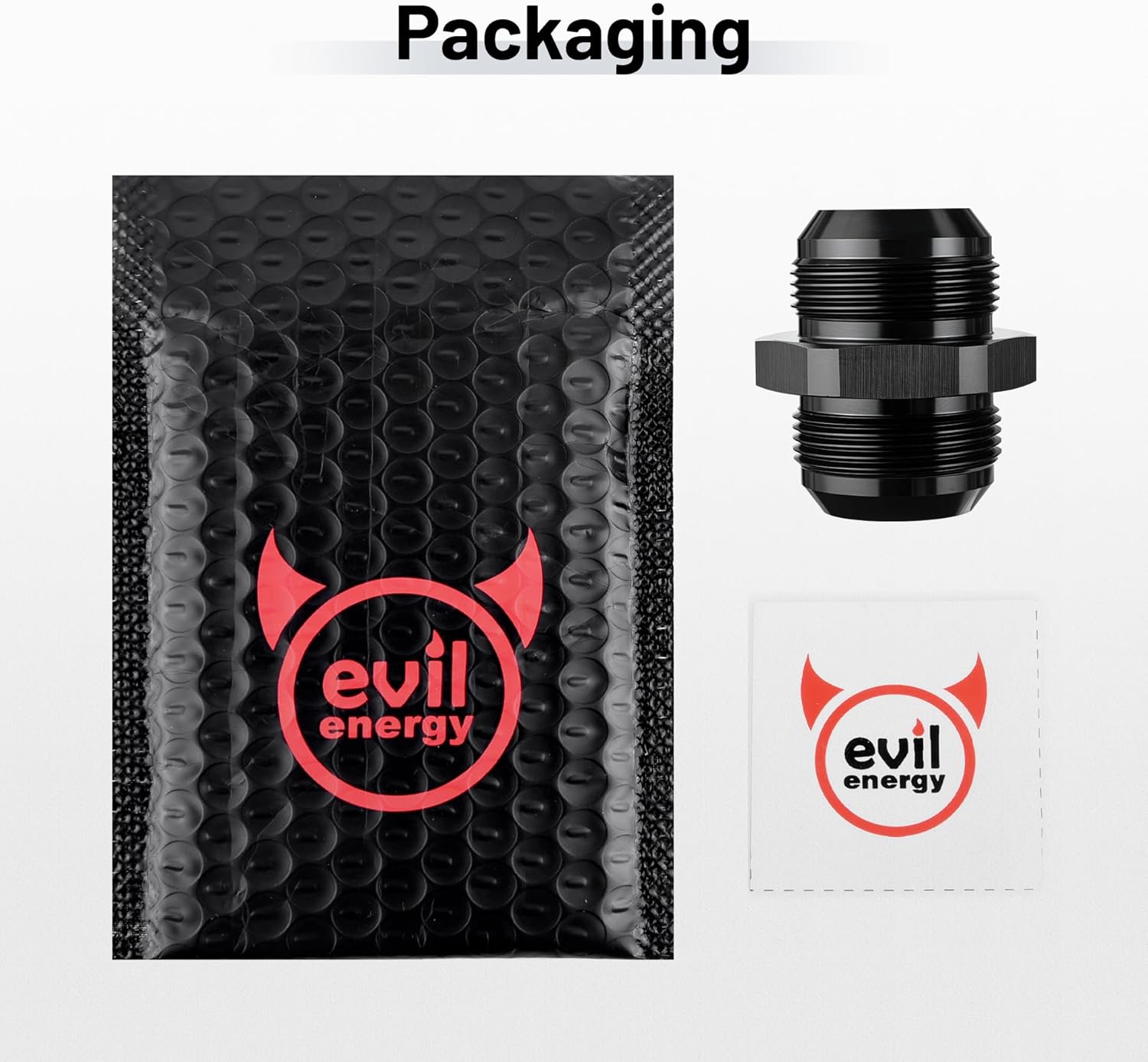 EVIL ENERGY 20AN Male to 20AN Male Flare Straight Union Coupler Fitting Coupling Aluminum Black 2PCS