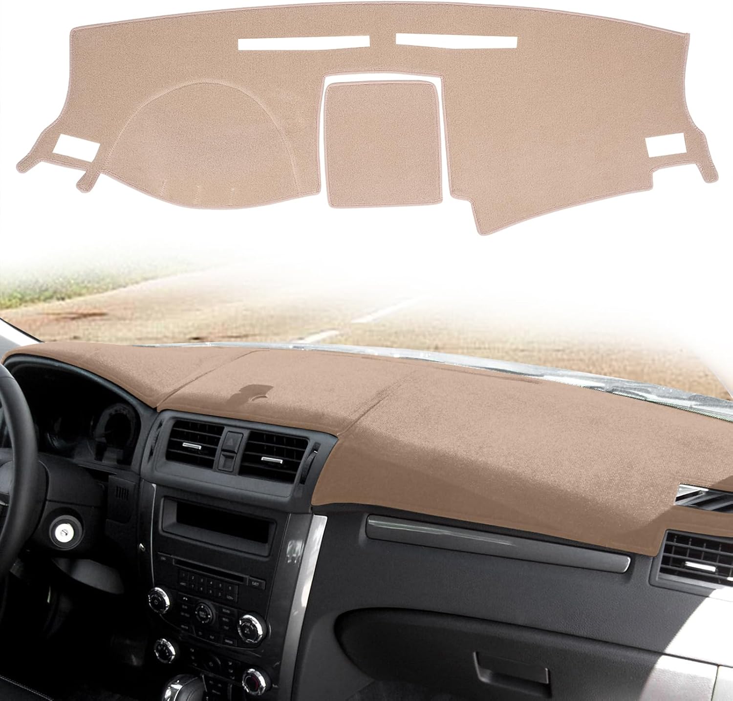 Dashboard Cover Dash Cover Mat Pad Carpet Custom Fit for Ford Fusion 2010 2011 2012 (Black)
