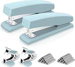 Deli Stapler, Desktop Stapler, 2 Pack, 25 Sheet Capacity, Includes 2000 Staples and 2 Staple Removers, 2 Pack,Purple