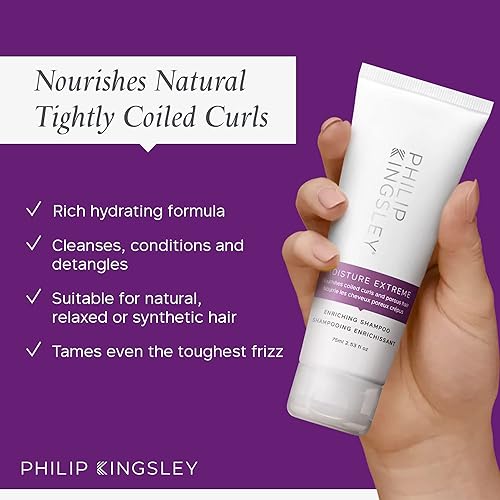 Miniatura 2 de Philip Kingsley Moisture Extreme - Champú enriquecedor para rizos de cabello rizado seco dañado antifrozado hidratación intensa champú de limpieza