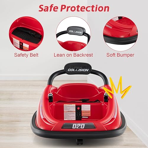 Vista 14 de OLAKIDS Coche de parachoques para niños pequeños, juguete eléctrico de 12 V para niños con control remoto, carreras de vehículos a batería para Negro