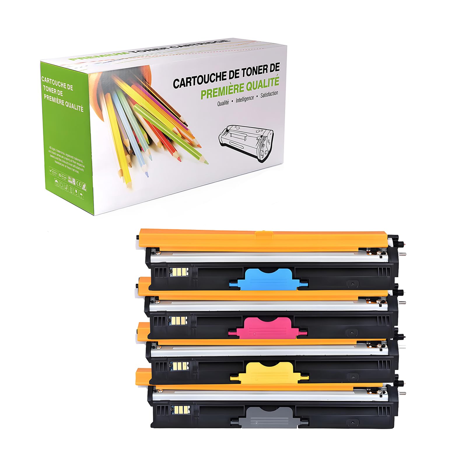 Kompatybilny zamiennik kasety z tonerem dla Epson C1600 C13S050557 C13S050556 C13S050555 C13S050554 do użytku z Epson AcuLaser C1600 CX16DN CX16DNF CX16NF drukarką, 4 sztuki,4p