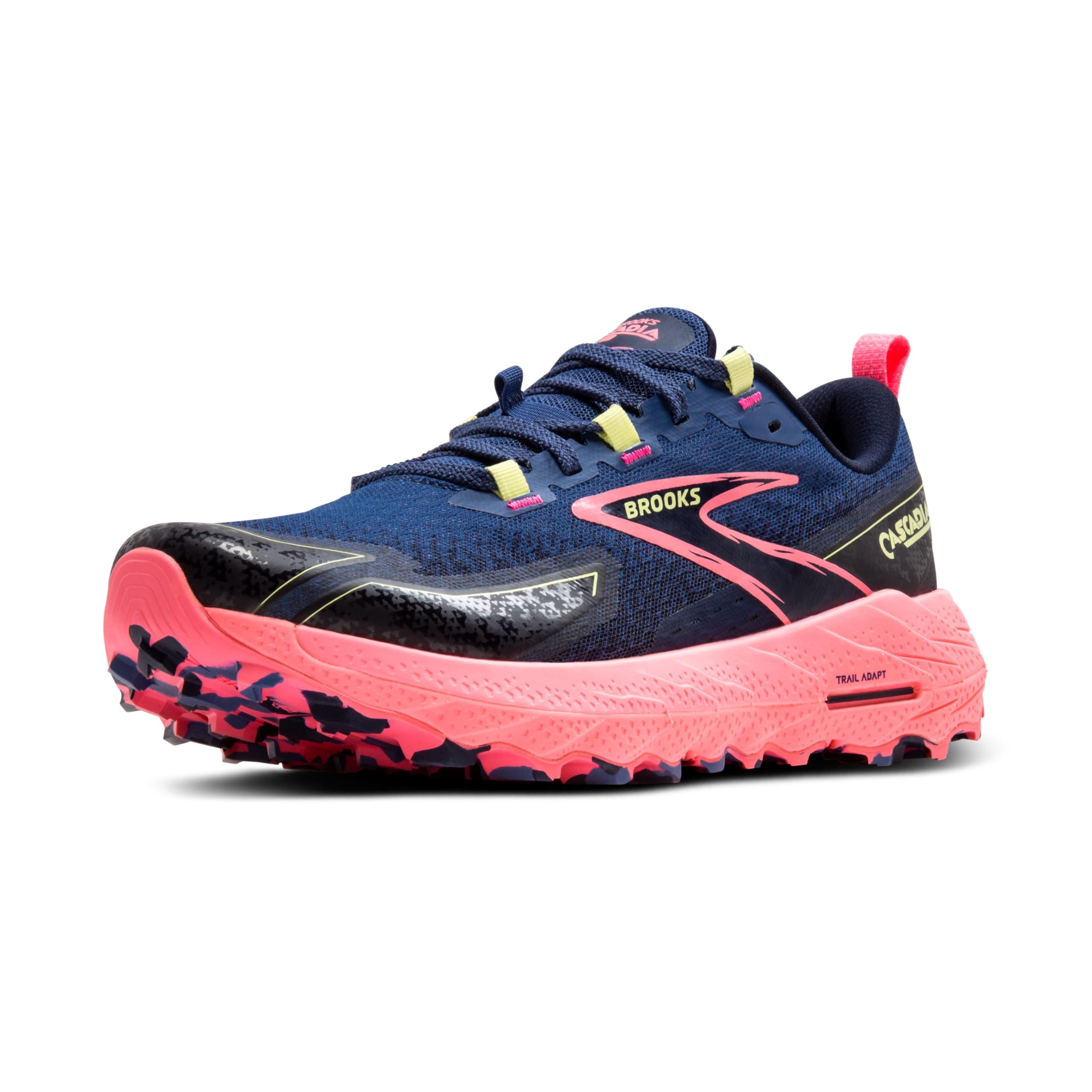 Photo 1 of Brooks Women’s Cascadia 18 Mountain Trail Running Shoe - Grey Blue/Pink/Sunny Lime - 7 Medium