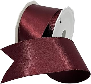 Morex Ribbon Wired Satin Ribbon, Gift Wrapping, Christmas and Wedding Décor, Silk Ribbons for Crafting and Floral Arrangements, 2-1/4 inch by 10 Yard, Burgundy