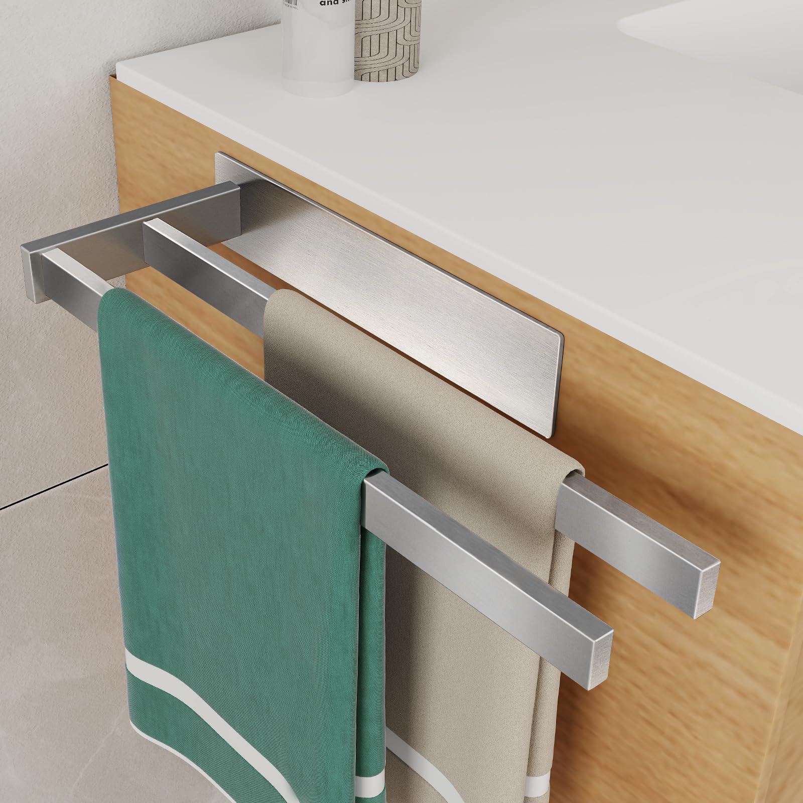 Vista Toallero Adhesivo Baño de Acero Inoxidable SUS304 Toallero Pared Resistente y Duradero 40cm Plata