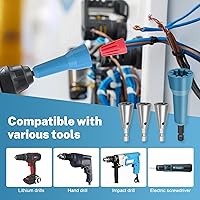 Vista 7 de Wire Nut Twister & Wire Twister Tool for Drill, 1/4" Chuck Spin Twist Connector Socket, Compatible with 8-14 AWG, Quick Cable Stripping and Twisting