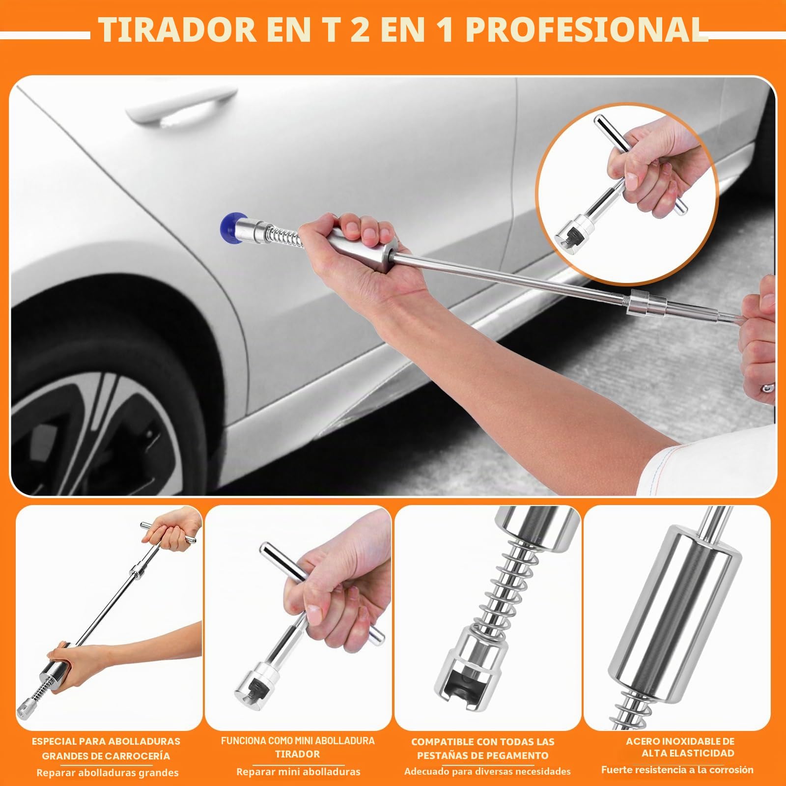 KAOLALI Kit de Extractor de Abolladuras de Coche, 78Pcs Kit de reparación de abolladuras, con Extractor de Abolladuras Dorado de Puente y Pistola de Pegamento para Reparación de Abolladuras de Coche