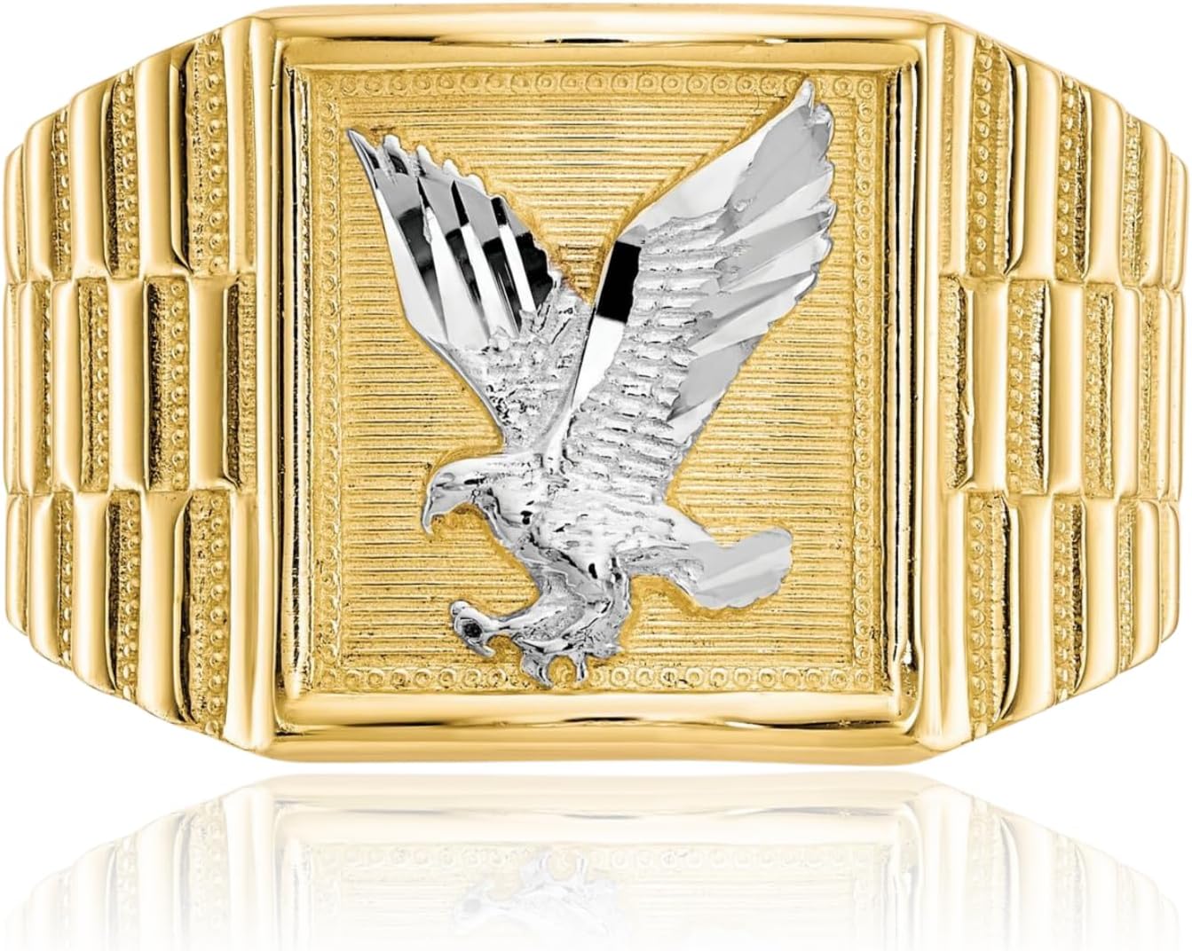 IceCarats 10K Solid Yellow Gold Eagle Signet Ring 4mm Band Polished
