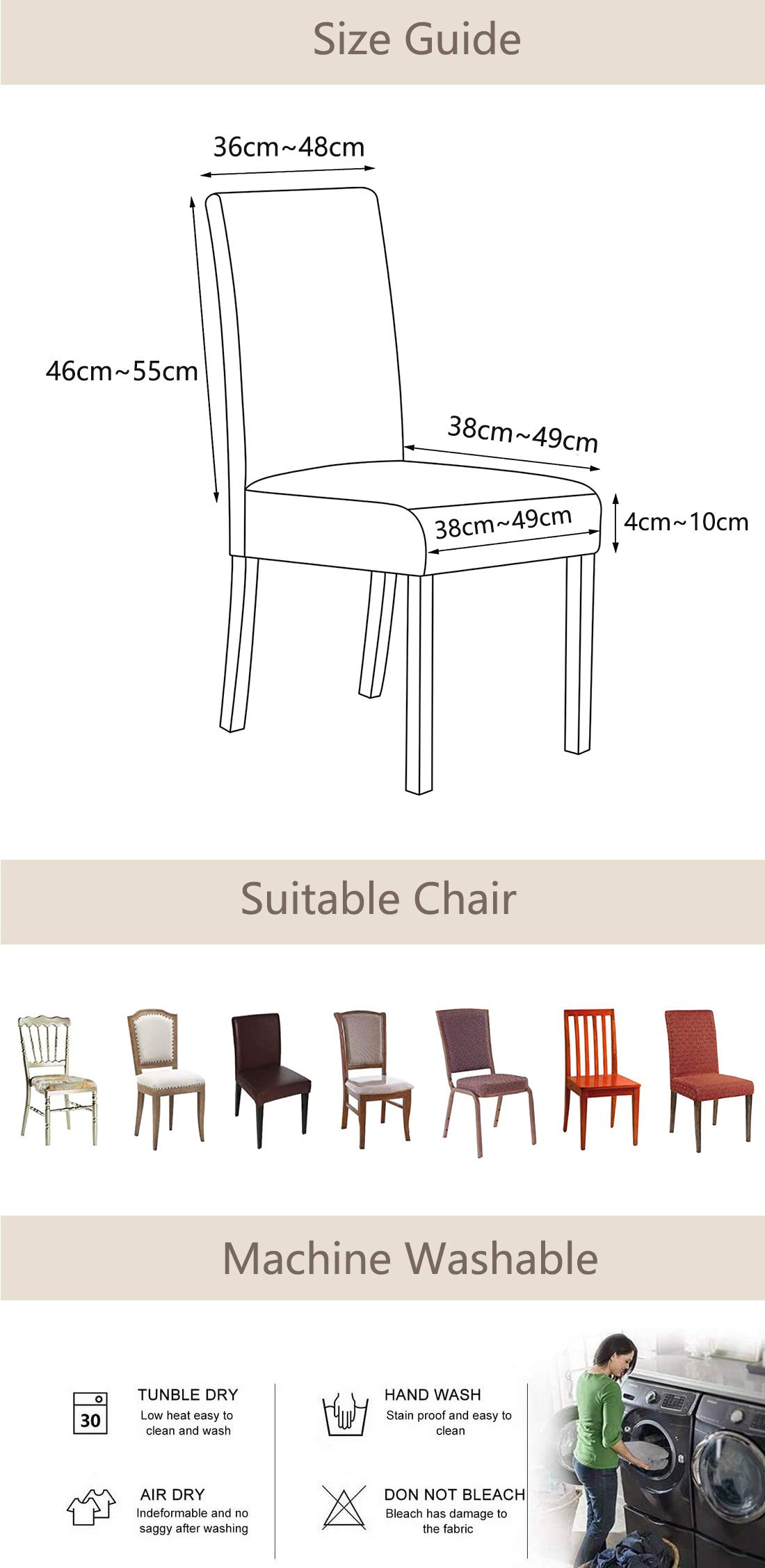 Coprisedie con Schienale 6 Pezzi/4 Pezzi,Coprisedia Elasticizzato,Universale Lavabile Coprisedia Elastico con Schienale per Sala da Pranzo,Hotel,Ristorante (Grigio&Arancio, 6 Pezzi)