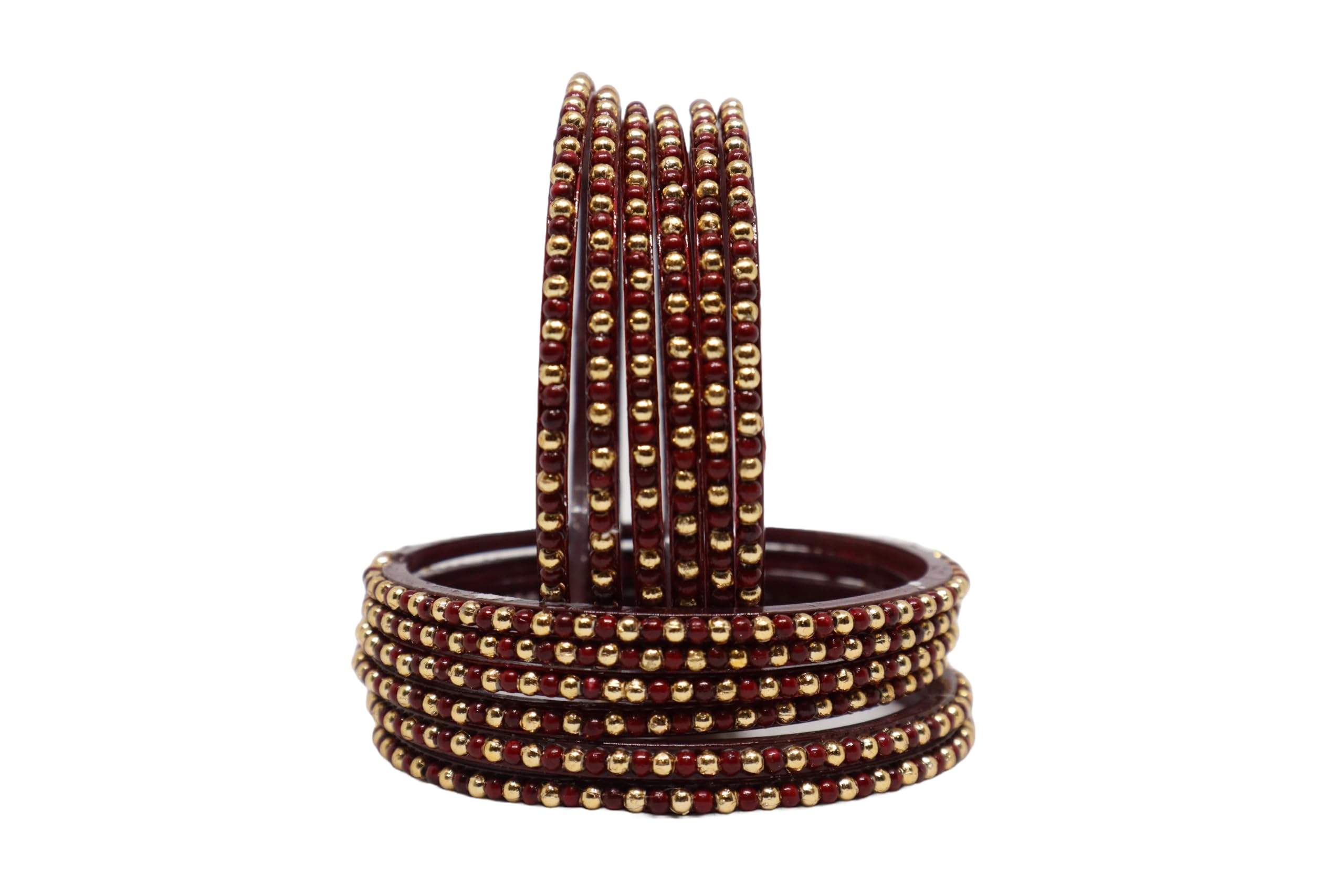 Beautyfull Glass Bangles Beading With colored Beads And Golden Beads For Adult,Women And Girls (Packing Of 12 Bangles) (MAHROON, 2.4) (B0DBFHFRCL) Amazon Price History, Amazon Price Tracker