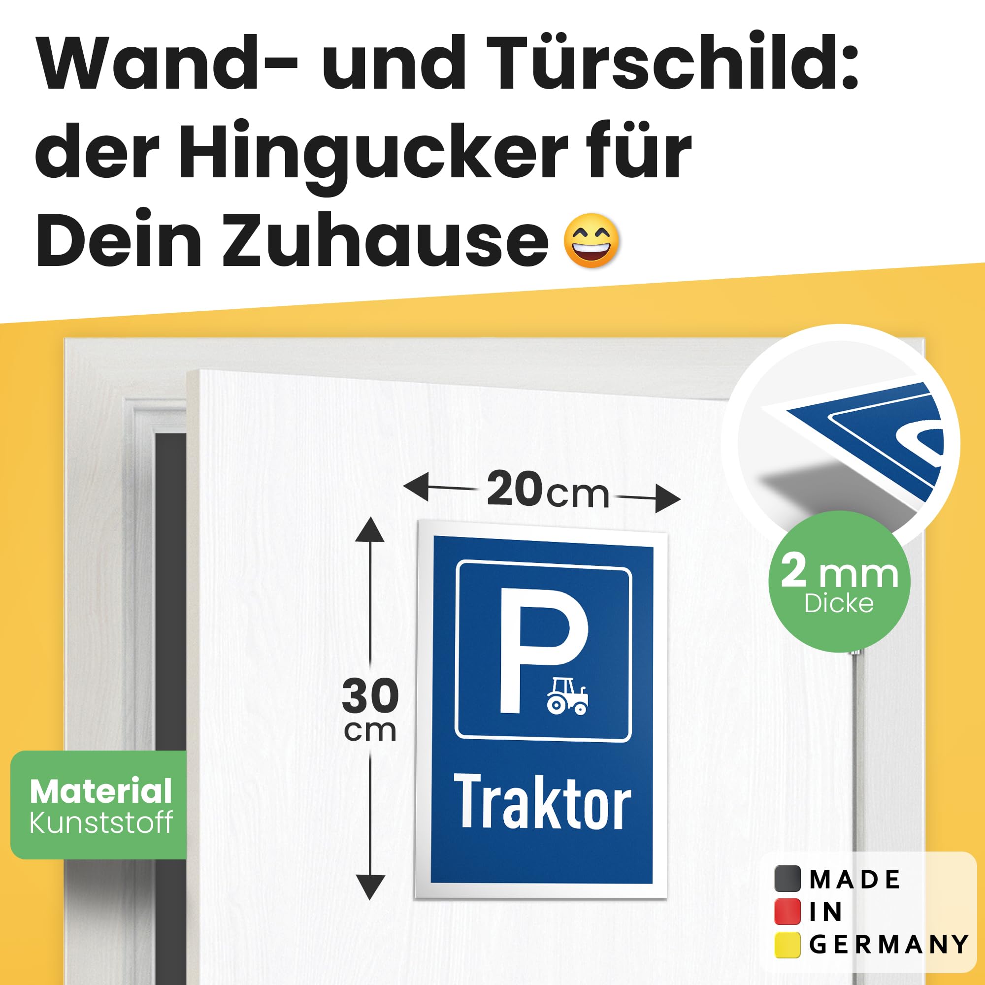 DankeDir! Parking Tractor, 30 x 20 cm Plastic Sign, Funny Sign for Tractor Drivers, Gift Idea for Farmers - Image 2